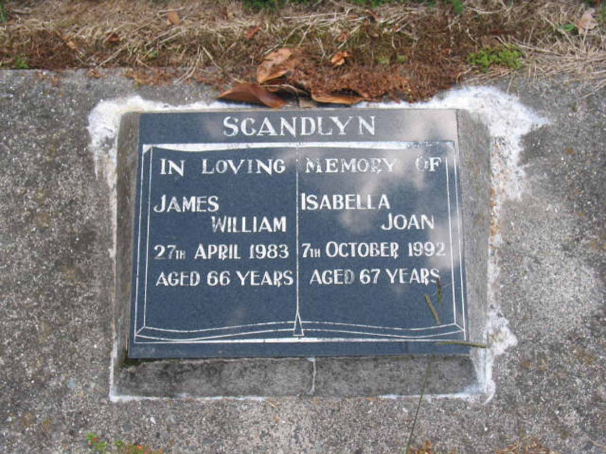 Photo of headstones/Isabella Joan Scandlyn (McClennan) died 1992 MI Rotorua